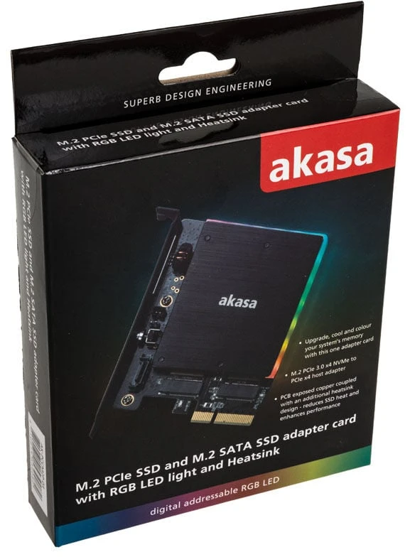 Akasa AK-PCCM2P-03 - PCIe - M.2 - Juodas - 32 Gbit/s - 0 - 55 °C