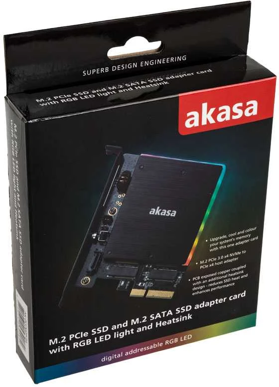Akasa AK-PCCM2P-03 - PCIe - M.2 - Juodas - 32 Gbit/s - 0 - 55 °C