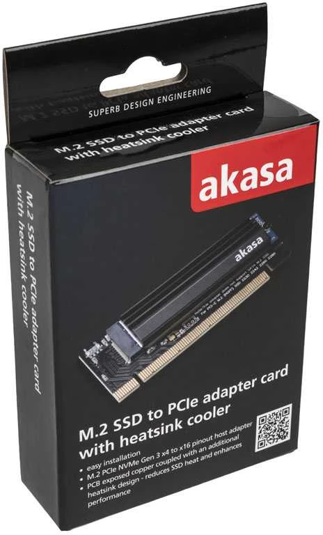 Akasa M.2 PCIe Adapteris with Cooler – juodas