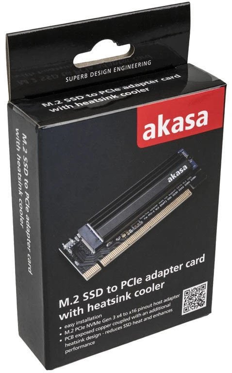 Akasa M.2 PCIe Adapteris with Cooler – juodas
