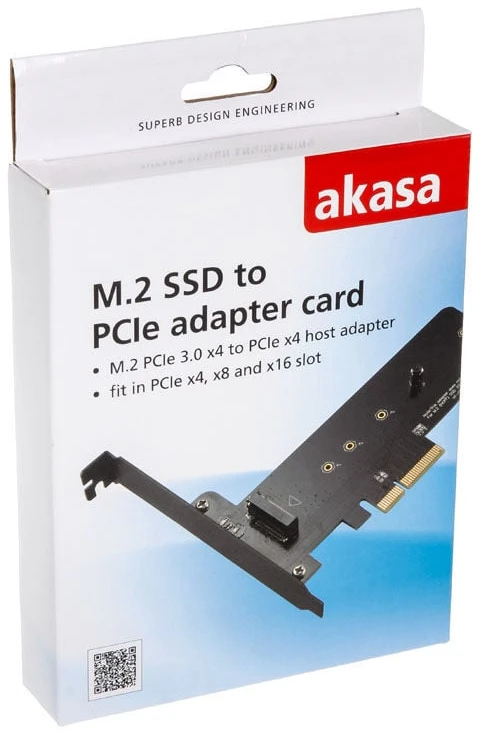 Akasa M.2 X4 PCI-E Adapteris Card – juodas PCB