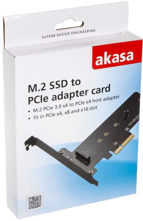 Akasa M.2 X4 PCI-E Adapteris Card – juodas PCB