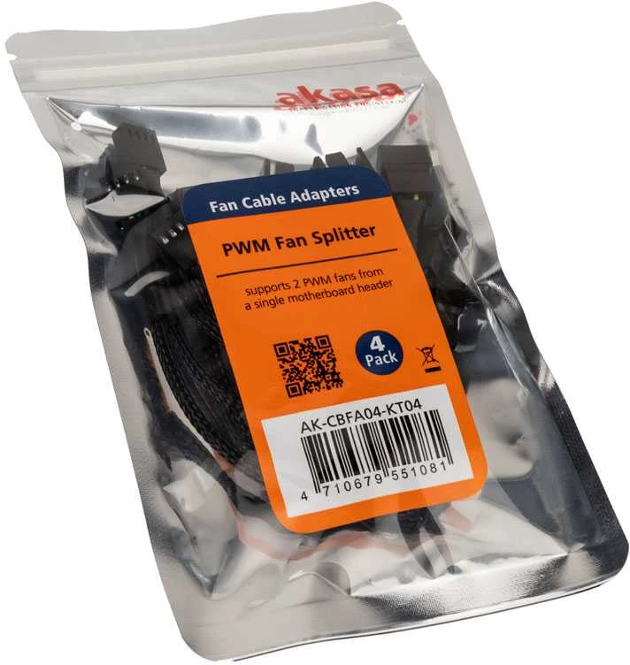 Akasa PWM Fan Splitter, 4 Pack – juodas