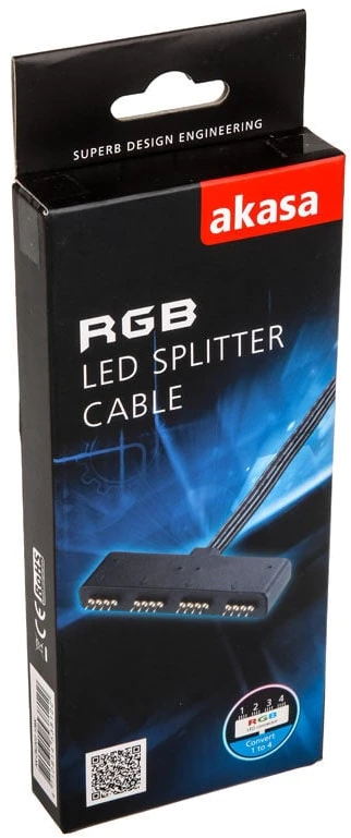 Akasa RGB LED Splitter kabelis, nuo 1 iki 4 vnt., 10cm, juodas AK-081