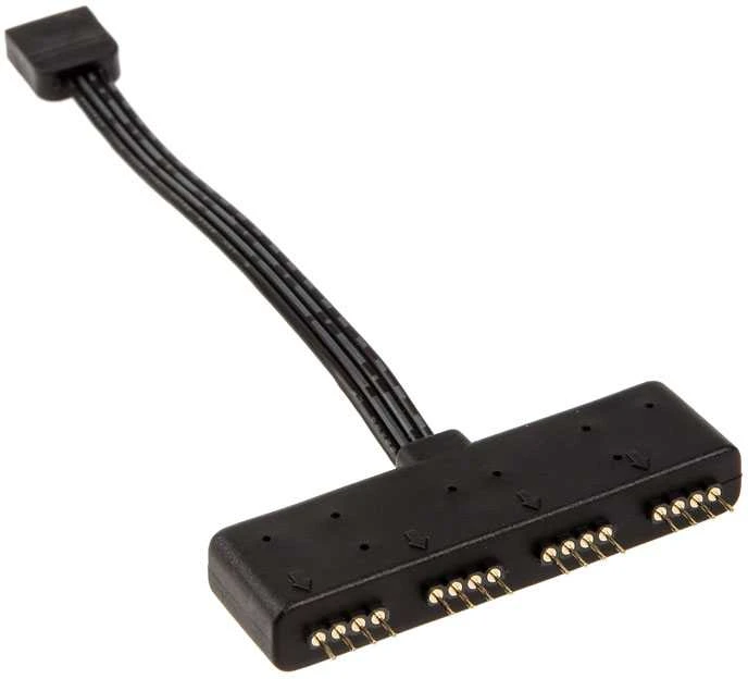 Akasa RGB LED Splitter kabelis, nuo 1 iki 4 vnt., 10cm, juodas AK-081