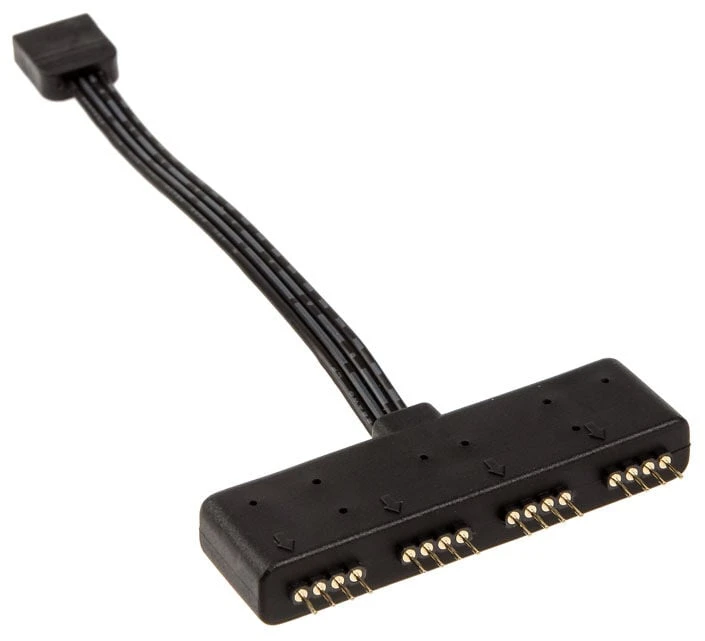 Akasa RGB LED Splitter kabelis, nuo 1 iki 4 vnt., 10cm, juodas AK-081