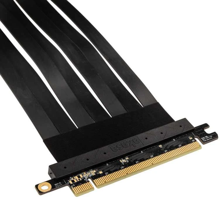 Akasa Riser Juodas X2 Mark IV, Premium PCIe 4.0 x16 stovo kabelis, 20 cm - juodas