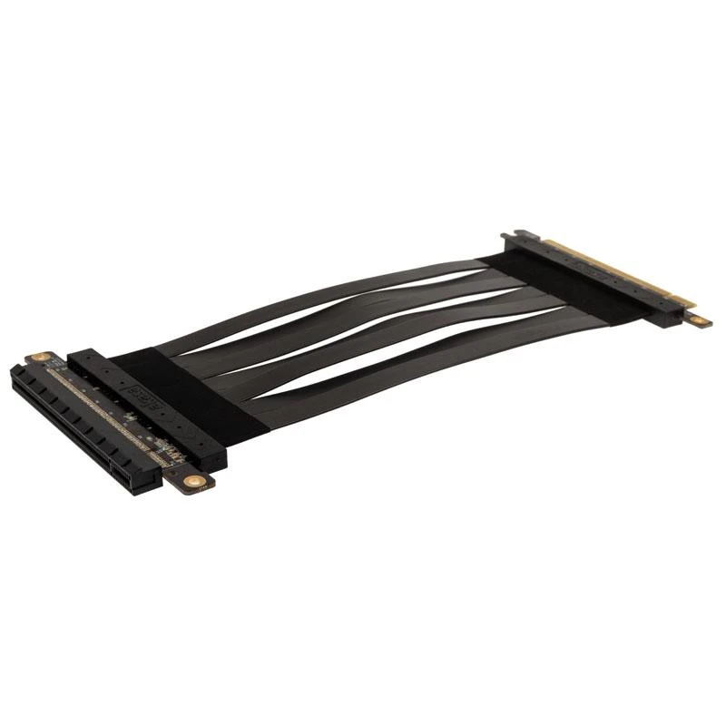 Akasa Riser Juodas X2 Mark IV, Premium PCIe 4.0 x16 stovo kabelis, 20 cm - juodas
