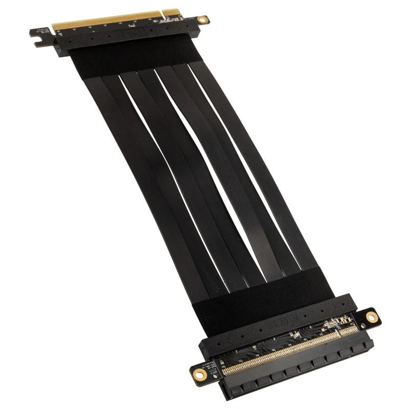 Akasa Riser Juodas X2 Mark IV, Premium PCIe 4.0 x16 stovo kabelis, 20 cm - juodas