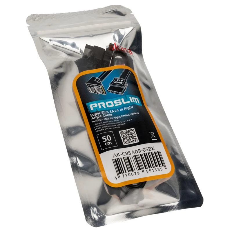 Akasa SATA laidas 6 GB/s, kampinis, 50 cm