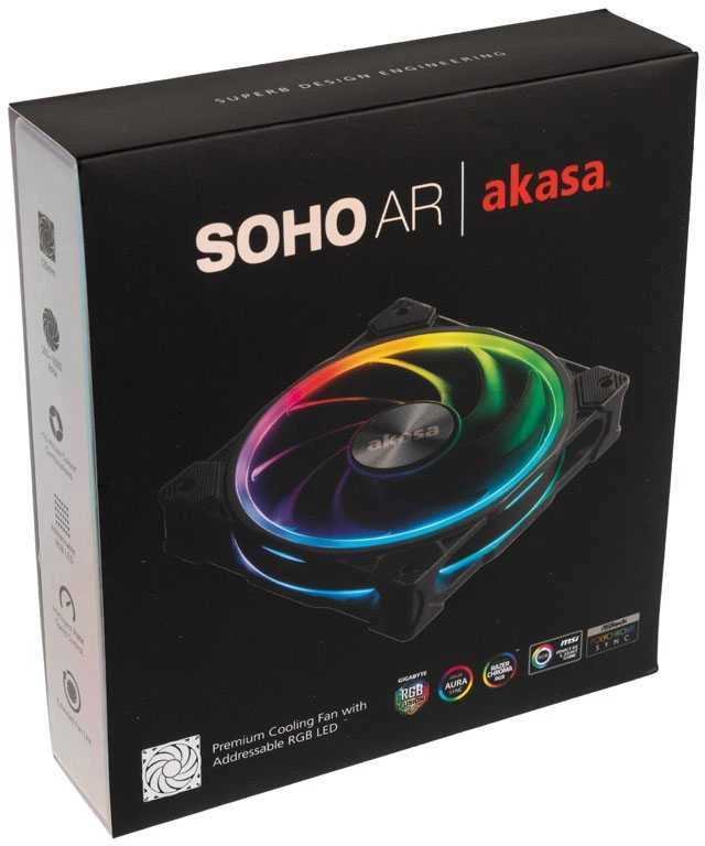 Akasa SOHO AR Addressable-RGB korpuso ventiliatorius, juodos spalvos – 120mm