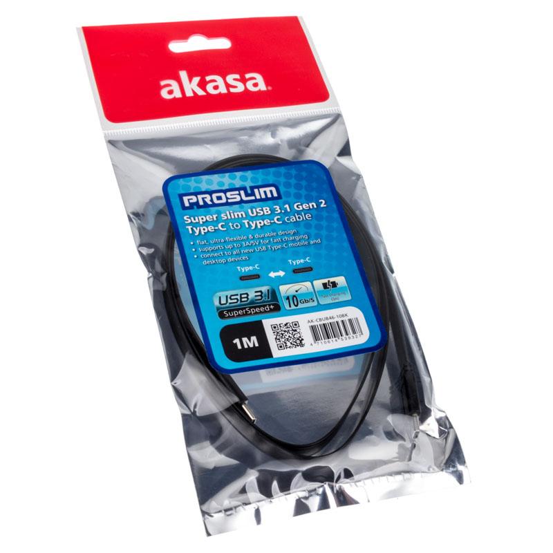 Akasa Type C to Type C Adapteris Cable PROSLIM - Juodas