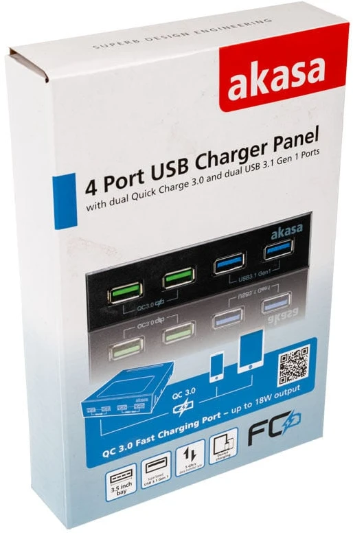 Akasa Panel przedni 2x USB 3.2 Gen 1 + 2x USB QC3.0 (AK-ICR-34)