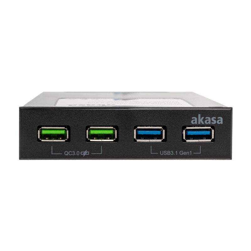 „Akasa USB 3.1 Gen2“ ir „Quick Charge Panel“ 3,5 colio – juodos spalvos