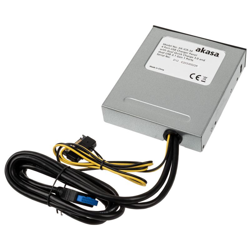 „Akasa USB 3.1 Gen2“ ir „Quick Charge Panel“ 3,5 colio – juodos spalvos