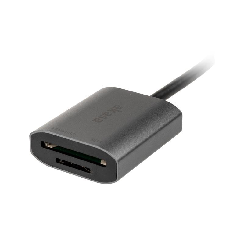Akasa USB 3.2 Gen1 Type-C dvigubas kortelių skaitytuvas – sidabrinis