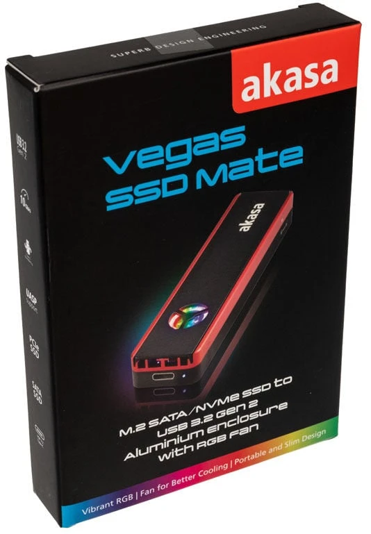 Akasa Vegas SSD Mate, M.2 SATA / NVMe SSD į USB3.2 Gen2