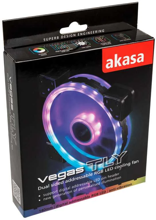 Akasa Vegas TLY Addressable-RGB korpuso ventiliatorius – 140mm
