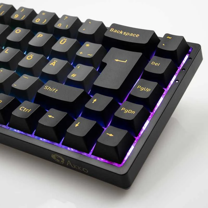 AKKO 3068B Plus Juodas&amp;auksinis Belaidė klaviatūra žaidimams, mechanisch, RGB - V3 Kreminis Geltona, ISO (DE), juodas