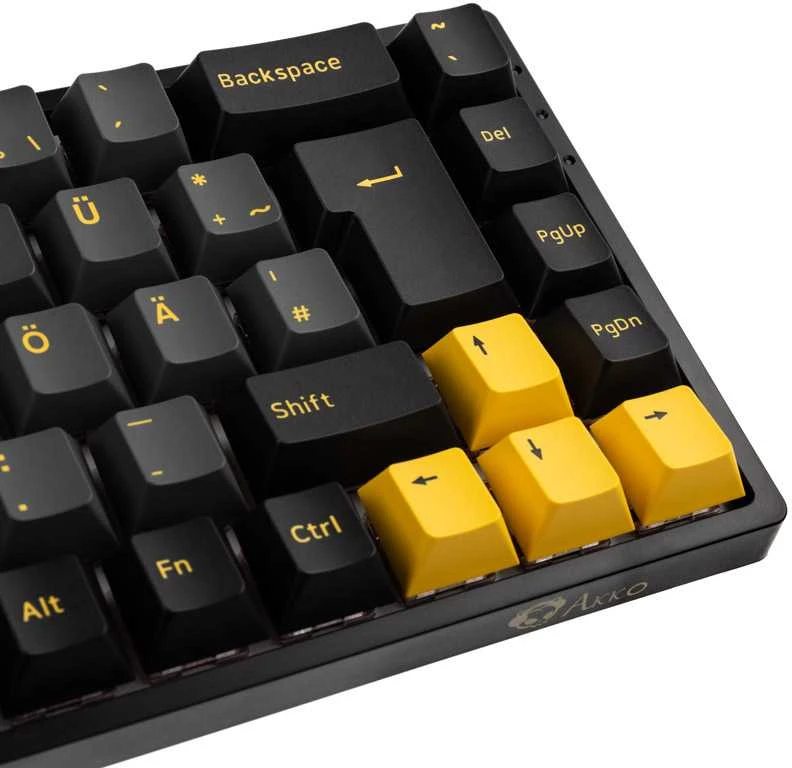 AKKO 3068B Plus Juodas&amp;auksinis Belaidė klaviatūra žaidimams, mechanisch, RGB - V3 Kreminis Geltona, ISO (DE), juodas