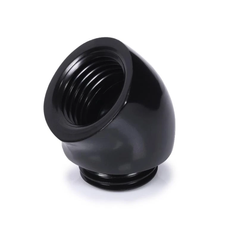 „Alphacool“ 45 laipsnių G1/4 colio lizdas į G1/4 colio kištuką, juodas