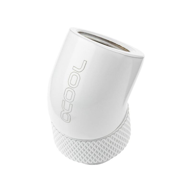Alphacool Eiszapfen Winkeladapter 45 Grad drehbar G1/4 AG auf G1/4 IG – baltos spalvos
