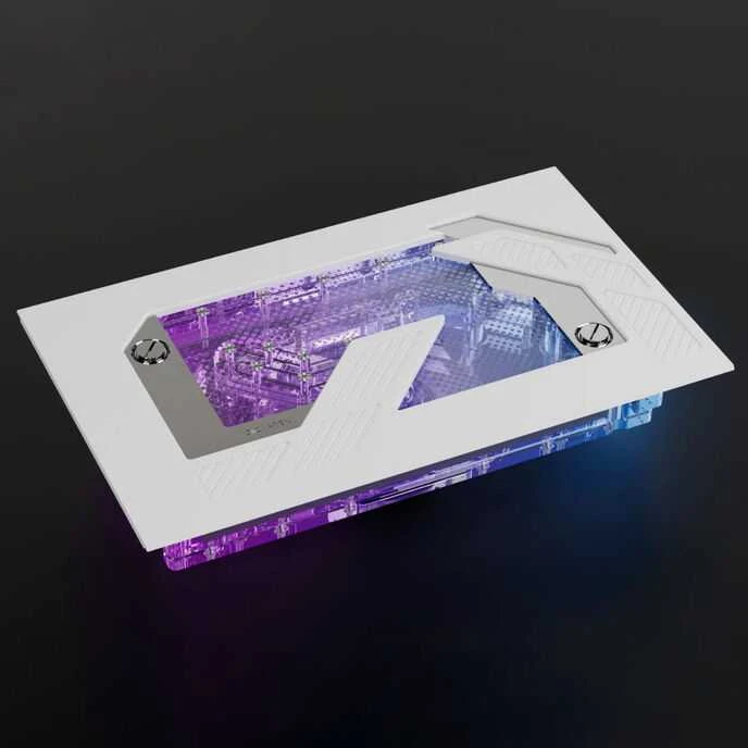 Alphacool Apex Distroplate balta su ARGB apšvietimu