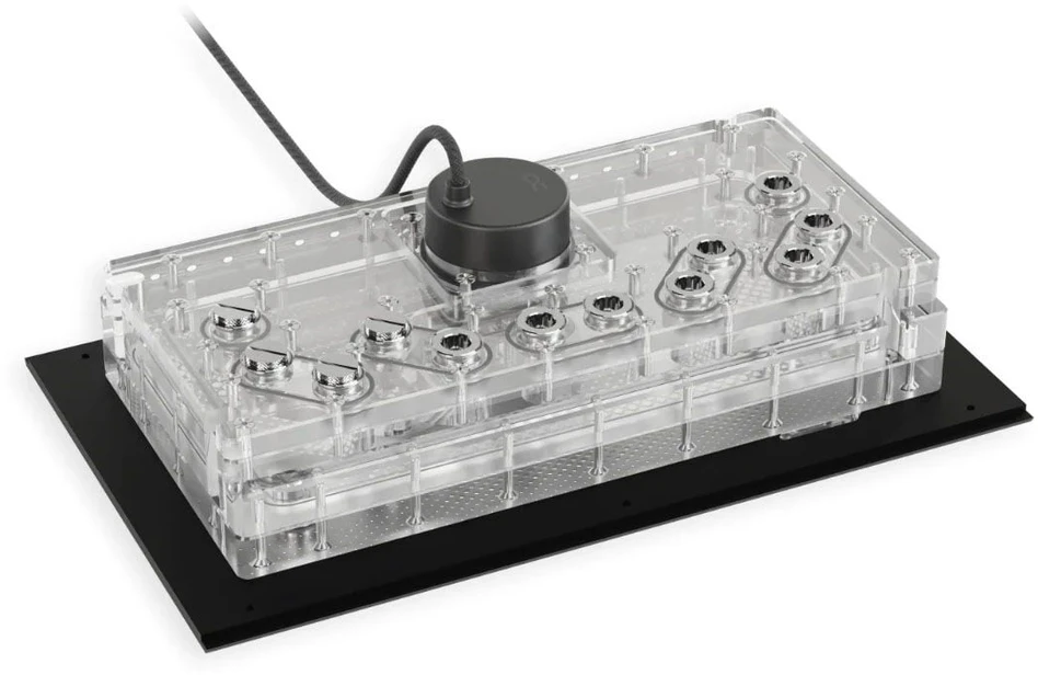 Alphacool Apex Distroplate Dark Base Pro 901 ARGB su pompą Apex juoda