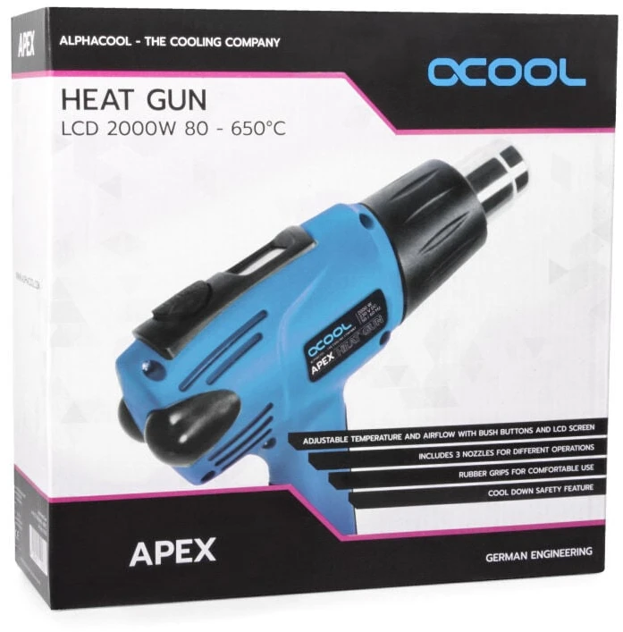 „Alphacool Apex“ karšto oro pistoletas su LCD ekranu – 2000 vatų