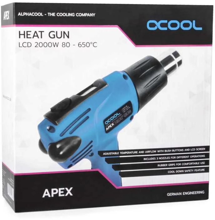 „Alphacool Apex“ karšto oro pistoletas su LCD ekranu – 2000 vatų