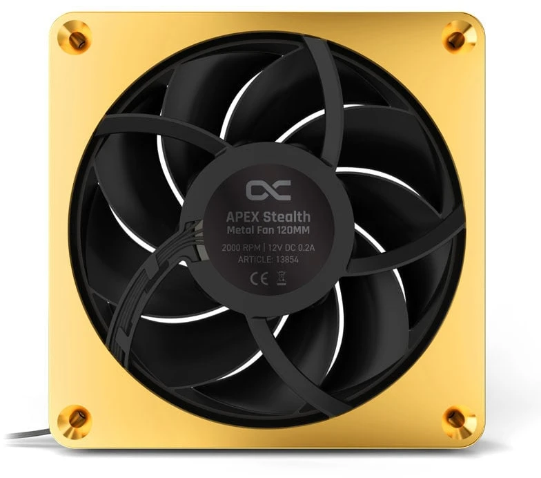Alphacool Apex Stealth Metall Power korpuso ventiliatorius 120 mm, 3.000 U/min – auksinis