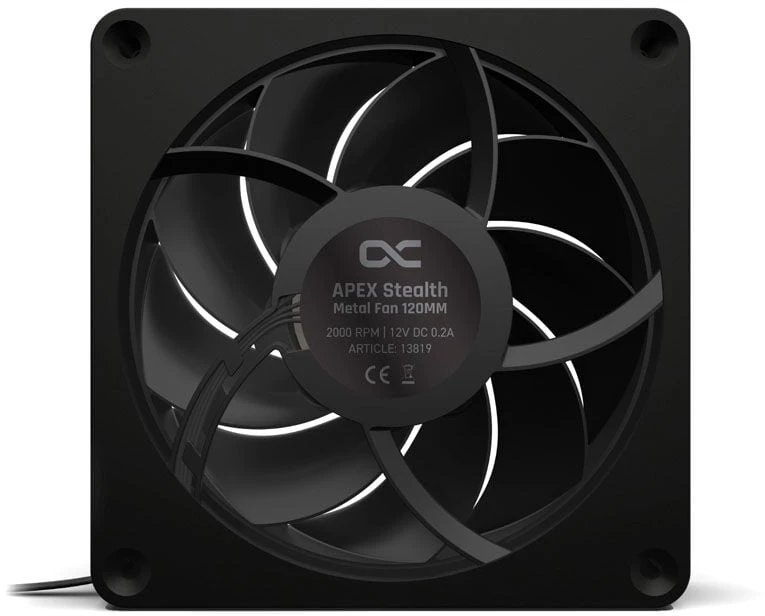 „Alphacool Apex Stealth“ metalinis galios ventiliatorius, 120 mm, 3000 aps./min., juodas