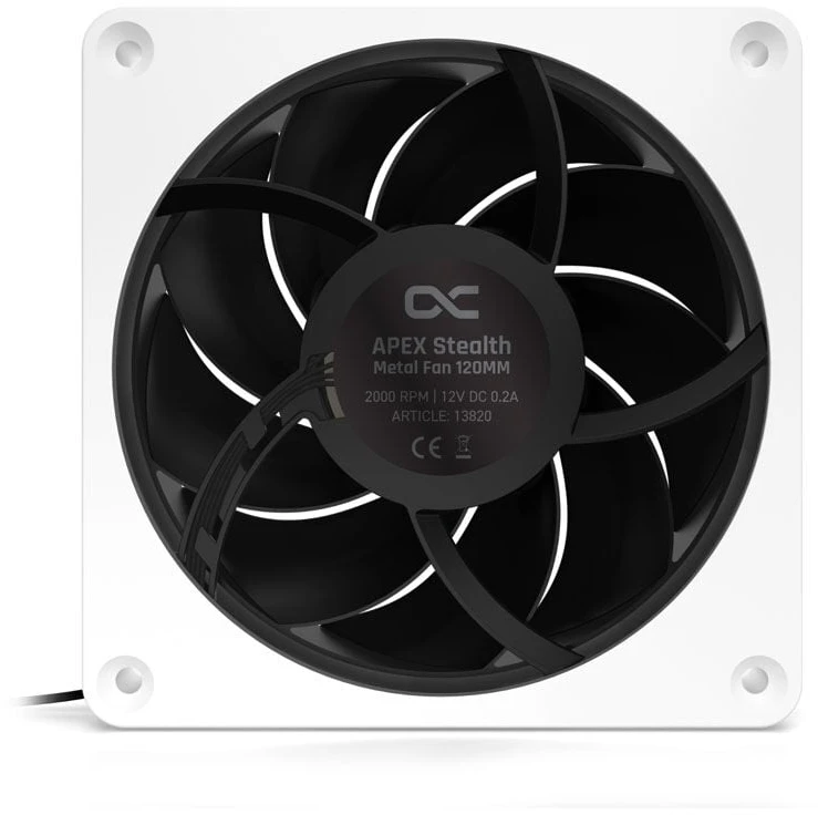 Alphacool Apex Stealth Metall Power korpuso ventiliatorius 120 mm, 3.000 U/min – baltos spalvos