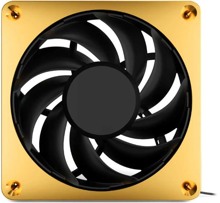 Alphacool Apex Stealth Metall Power korpuso ventiliatorius 120 mm, 3.000 U/min – auksinis