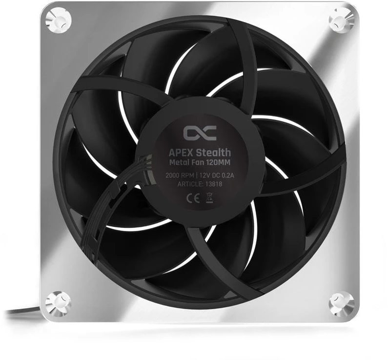 Alphacool Apex Stealth Metall Power korpuso ventiliatorius 120 mm, 3.000 U/min – chrome