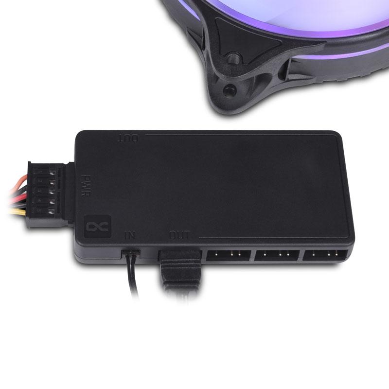 Šakotuvas Alphacool Core 11x 3-Pin DRGB Splitter – juodos spalvos