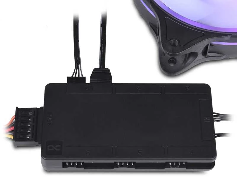 Alphacool Core 6x 4-Pin PWM/ARGB Hub/Splitter – juodos spalvos