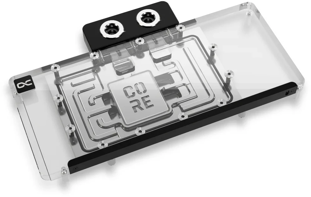 „Alphacool Core GeForce RTX 5080/5070 Ti Solid Core GPU Vanduo“ aušintuvas, ARGB, su galine plokšte · akrilas