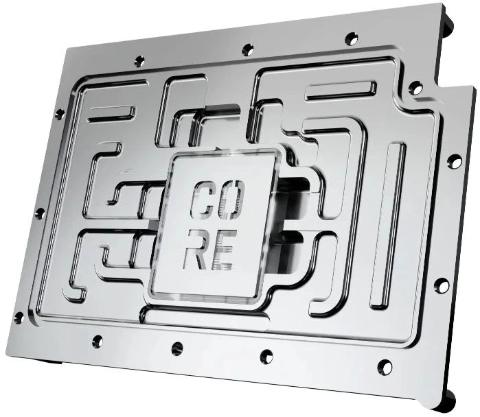 „Alphacool Core GeForce RTX 5080 Aorus Master/Windforce GPU Vanduo Block“, ARGB, su galine plokšte – akrilas