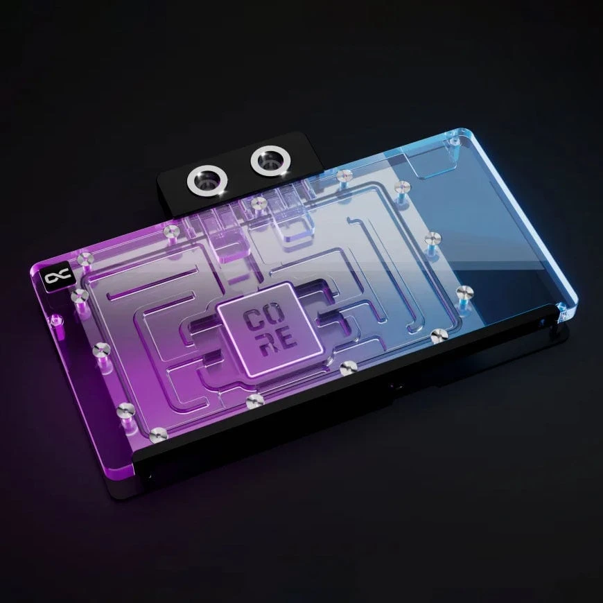 „Alphacool Core GeForce RTX 5080 Solid“ + AMP vandens blokas, galinė plokštė – akrilas, juodas