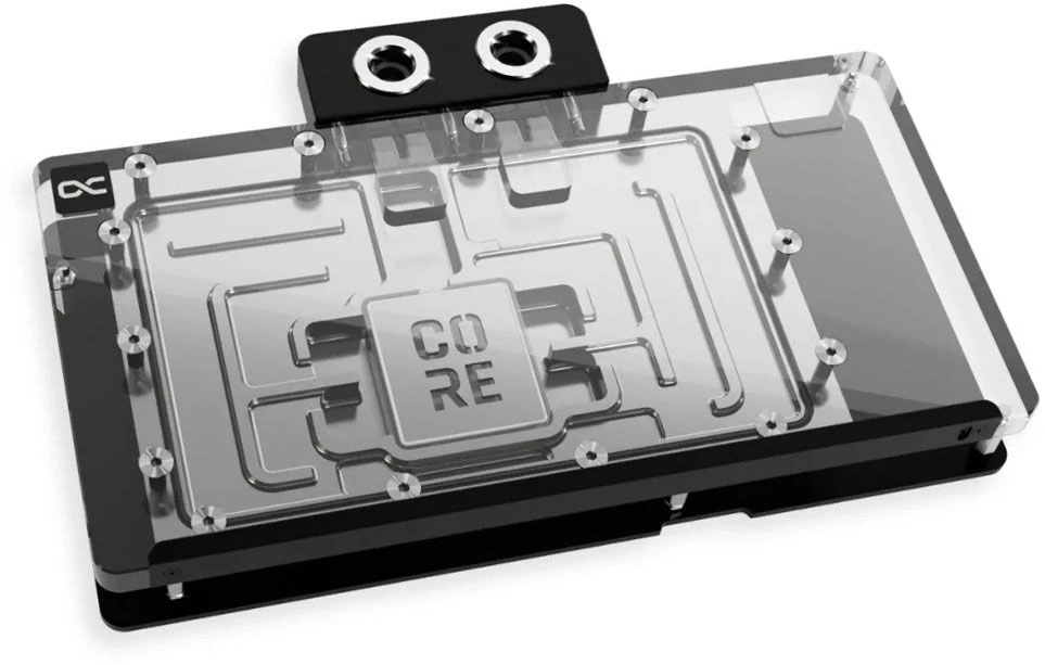 „Alphacool Core GeForce RTX 5080 Solid“ + AMP vandens blokas, galinė plokštė – akrilas, juodas