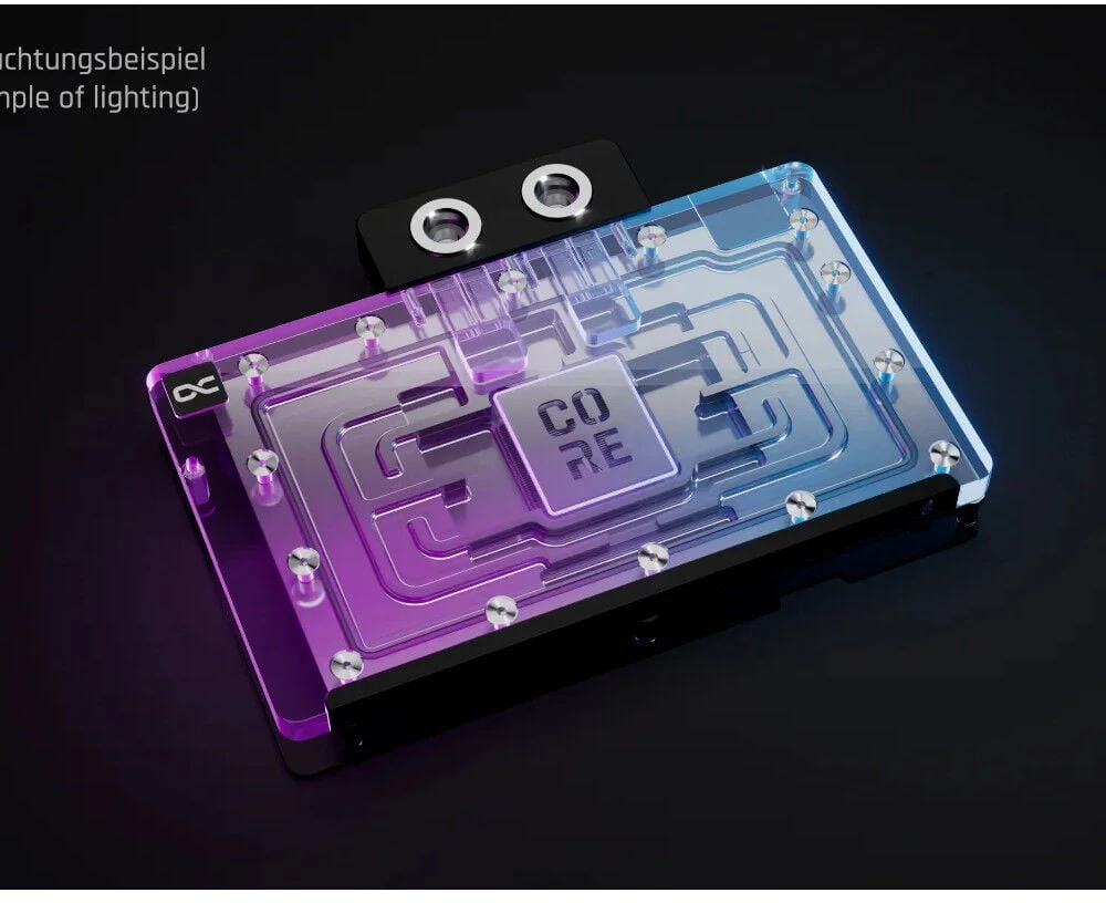 „Alphacool Core GeForce RTX 5090 Reference GPU Vanduo“ aušintuvas, ARGB, su galine plokšte · akrilas