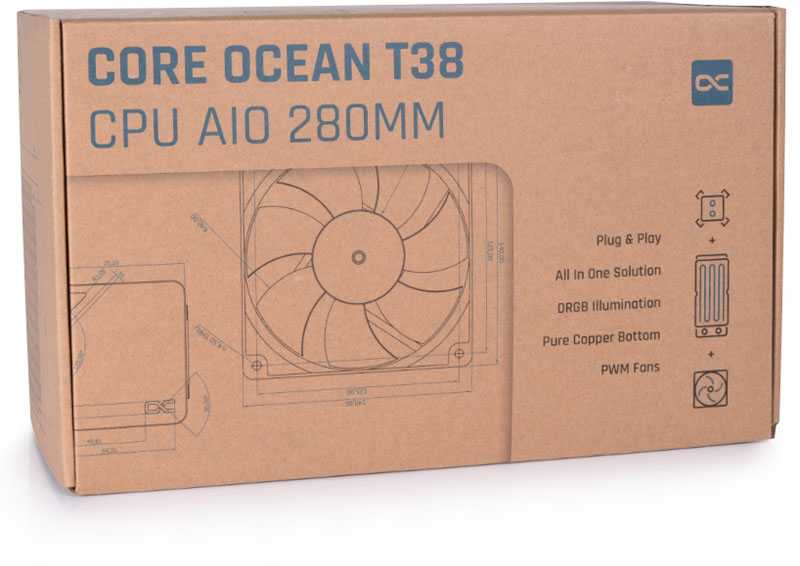 „Alphacool Core Ocean T38 280 mm“ skaitmeninis procesoriaus aušintuvas „AIO“