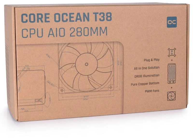 „Alphacool Core Ocean T38 280 mm“ skaitmeninis procesoriaus aušintuvas „AIO“