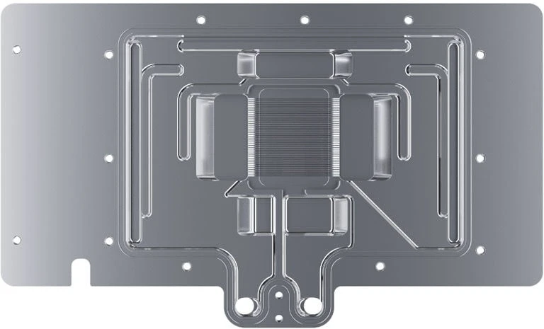 „Alphacool Core RTX 4090 AMP“ su galine plokšte – akrilas + nikelis