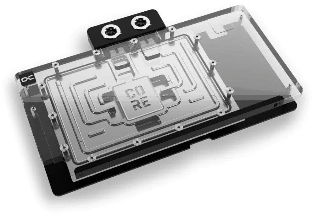 „Alphacool Core RTX 5080 ROG Astral GPU“ vandens aušinimas, ARGB, su galine plokšte ir akrilu