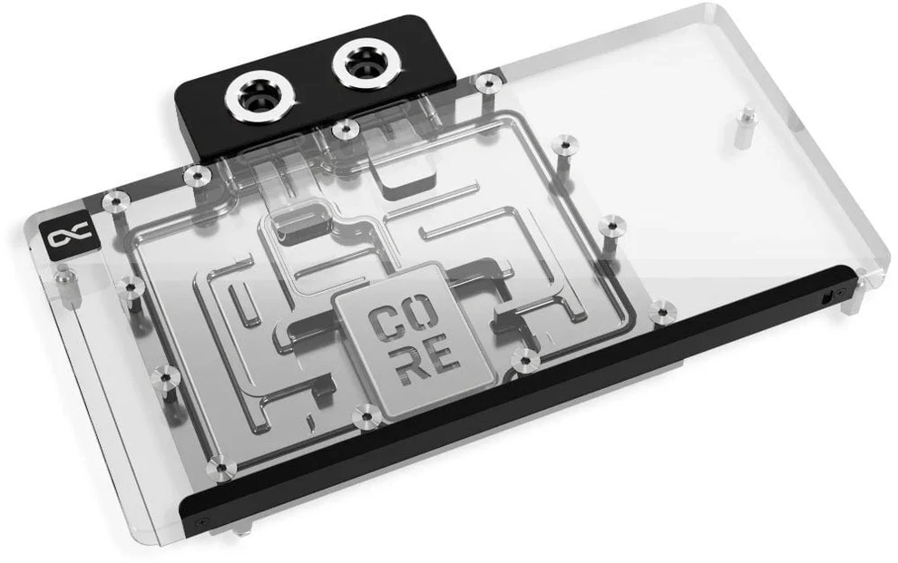„Alphacool Core RX 9070 Aorus Elite GPU“ vandens blokas, ARGB, su galine plokšte - akrilas