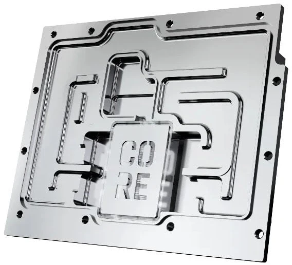 „Alphacool Core RX 9070 Aorus Elite GPU“ vandens blokas, ARGB, su galine plokšte - akrilas