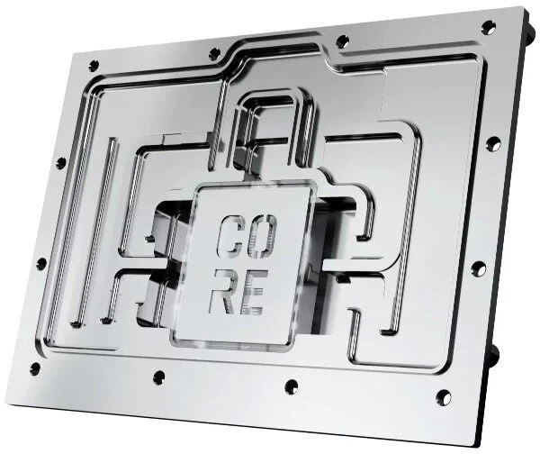 „Alphacool Core RX 9070 Nitro+ GPU“ vandens blokas, ARGB, su galine plokšte – akrilas