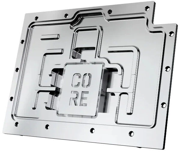 „Alphacool Core RX 9070 TUF/Prime GPU“ vandens blokas, ARGB, su galine plokšte · akrilas